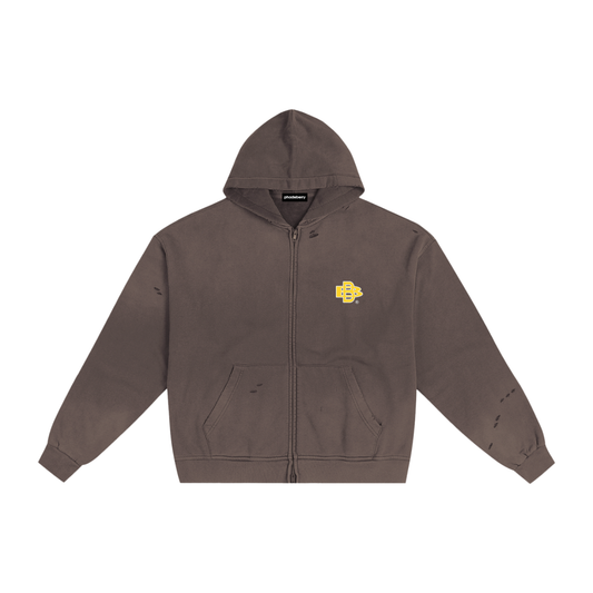 THRASHED BB ZIP-UP HOODIE